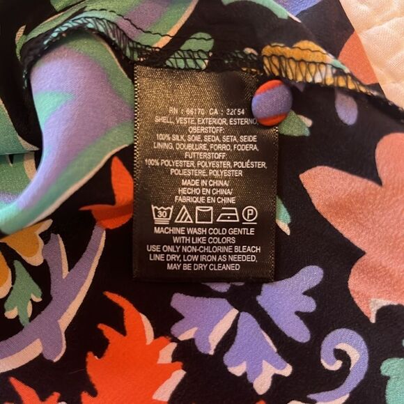 Maeve Anthropologie Folkart Kimono Top Silk Ruffle Floral Fairy Boho Chic Sz 2 - Picture 10 of 11